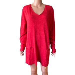 J. Jill Red V-Neck Tunic